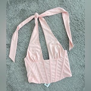 Zara Pink Corset Halter Top